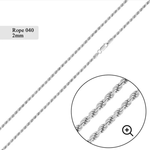 Silver 925 High Polished Rope Bracelet 2mm